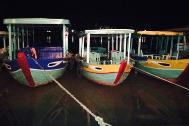 Boats moor for the night in Hoi An.