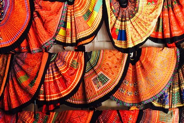 Traditional skirts are for sale in the market at Mai Chau.