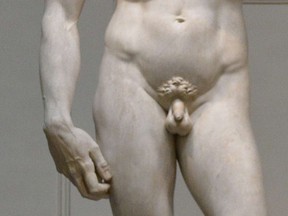 Detail of Michelangelo's David in the Galleria de ll'Accademia in central Florence.