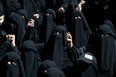 Yemeni women dressed in the niqab, take part in a demonstration on October 4, 2015 in front of the United Nations (UN) in the Yemeni capital, Sanaa, against ongoing military operations carried out by the Saudi-led coalition.