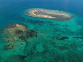 A file photo of a coral reef in the South Pacific. A British family of four was rescued after being stranded overnight on a reef when their catamaran flipped during a storm.