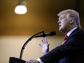 President Donald Trump speaks at a "Make America Great Again," rally at the Phoenix Convention Center, Tuesday, Aug. 22, 2017, in Phoenix. (AP Photo/Alex Brandon)