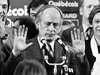 Former Quebec premier René Lévesque tries to hush supporters in Montreal, Nov.15, 1976, following his party’s victory in the provincial election. The PQ victory led to the Charter of the French Language, known as Bill 101.