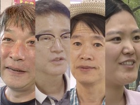 In this image made from video on Wednesday, Aug. 16, 2017, from left to right: Shogo Aoki and Masaru Chiba from Japan; Choi Dong-sam and Heo Kyung Yon from South Korea; Ma Hongshuo and Tiger Han from China; speaks about U.S. President Donald Trump and tensions with North Korea. Tensions are swirling as threats are fired back and forth between North Korea and Trump. In East Asia, they are leading to a new level of worry and uncertainty over whether the war of words could escalate into a real war that would likely result in tens of thousands of deaths on the Korean Peninsula. (AP Photo)
