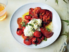 Blistered tomatoes, ricotta and marjoram