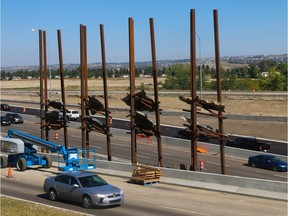 The controversial Bowfort Towers public art installation in Calgary.