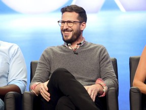 Andy Samberg participates in the "Tuesday Twosomes (Lethal Weapon, The Mick and Brooklyn Nine-Nine)" panel during the FOX Television Critics Association Summer Press Tour at the Beverly Hilton on Tuesday, Aug. 8, 2017, in Beverly Hills, Calif. (Photo by Willy Sanjuan/Invision/AP)