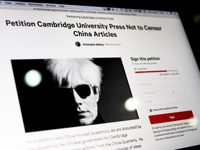 An online petition urging Cambridge University Press to restore more than 300 politically sensitive articles removed from its website in China after a request from authorities in Beijing.