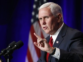 Vice President Mike Pence speaks at the Young America's Foundation's 39th annual National Conservative Student Conference, Friday, Aug. 4, 2017, in Washington. (AP Photo/Alex Brandon)