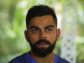 Indian cricket captain Virat Kohli speaks during a media briefing ahead of their third test cricket match with Sri Lanka in Pallekele, Sri Lanka, Friday, Aug. 11, 2017. (AP Photo/Eranga Jayawardena)