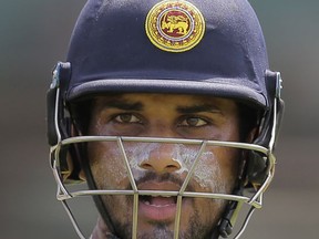 Sri Lanka's test cricket captain Dinesh Chandimal attends a practice session ahead of their second test cricket match with India in Colombo, Sri Lanka, Wednesday, Aug. 2, 2017. (AP Photo/Eranga Jayawardena)