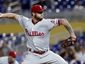 Philadelphia Phillies' Ben Lively delivers a pitch during the first inning of a baseball game against the Miami Marlins, Thursday, Aug. 31, 2017, in Miami. (AP Photo/Wilfredo Lee)