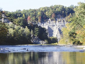 This Oct. 12, 2016, photo shows the Cattaraugus Creek through the Erie County side of Zoar Valley in Gowanda, N.Y.
