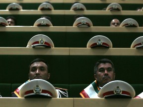 Members of Iran's Armed Forces attend President Hassan Rouhani's swearing in ceremony in Tehran, on August 5, 2017.