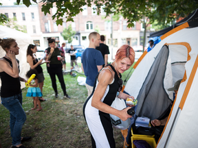 A pop-up safe injection site that was set up in Toronto's Moss Park on the weekend.