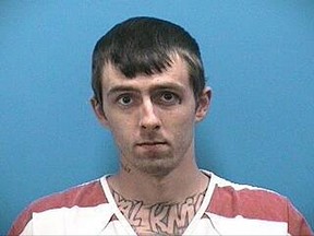 This photo provided by the Martin County, Fla., Sheriff's Office shows Brady Kilpatrick, who was arrested Tuesday, Aug. 1, 2017, the last of 12 inmates who used peanut butter to escape from an Alabama jail. The inmates escaped Sunday by writing a number in peanut butter over a cell door. An inexperienced guard in a control room thought he was opening the cell, but the number released a door to the outside. (Martin County Sheriff's Office via AP)