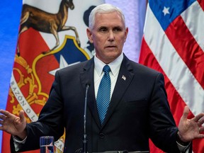 U.S. Vice President Mike Pence is pictured during a joint press conference with Chilean President Michelle Bachelet at La Moneda presidential palace in Santiago, on August 16, 2017.