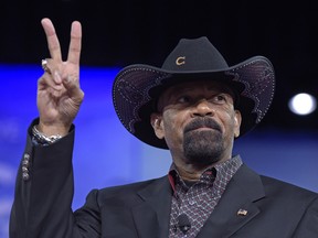 A Feb. 23, 2017 file photo of Milwaukee County Sheriff David Clarke at the Conservative Political Action Conference (CPAC) in Oxon Hill, Md