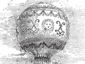 Montgolfier Hot Air Balloon, vintage engraved illustration. 1885.