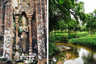 The My Son temples feature decorations to honour Hindu divinities and were built in a lush valley.