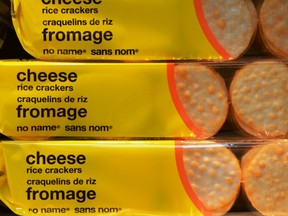 Packs of No Name Brand rice crackers.