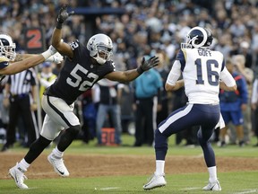 The Raiders have difference makers throughout their offense, and a line equal to the Patriots. Defensive Player of the Year Mack is by far their best defender and that unit must come through in a big way in the NFL's best sector. (AP Photo/Rich Pedroncelli, File)
