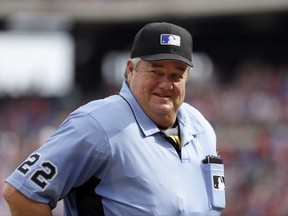 Joe West, the major leagues' senior umpire, has been suspended for three days for comments he made about Texas third baseman Adrian Beltre, Tuesday, Aug. 8, 2017.