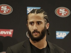 McCoy says the media "chaos" that signing Kaepernick would bring is not worth it for what he believes is just "an OK" player. McCoy shared his views at his locker following practice on Thursday, Aug. 24, 2017, while answering a question about his views about players protesting the anthems. (AP Photo/Marcio Jose Sanchez, File)