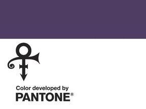This image provided by the Pantone Color Institute shows "Love Symbol #2," that the institute and the estate of the late music superstar Prince announced as a new shade of purple Monday, Aug. 14, 2017, named for his famous love symbol. He used the symbol as his name from 1993 to 2000 in a dispute with his record label, Warner Bros. Records. Prince also made the color his signature after his '80s hit "Purple Rain." (Pantone Color Institute via AP)