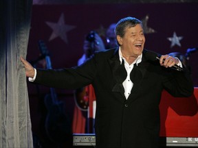 FILE - In this Sept. 5, 2005, file photo, longtime host Jerry Lewis performs during the Muscular Dystrophy Association telethon in Beverly Hills, Calif. Lewis, the comedian and director whose fundraising telethons became as famous as his hit movies, has died. Lewis died Sunday, Aug. 20, 2017, according to his publicist. He was 91. (AP Photo/Jae C. Hong, File)