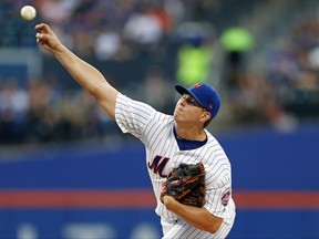 New York Mets pitcher Chris Flexen delivers a pitch during the first inning of an interleague baseball game against the Texas Rangers on Tuesday, Aug. 8, 2017, in New York. (AP Photo/Adam Hunger)