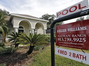 FILE - This Tuesday, Jan. 26, 2016, file photo shows an existing home for sale in Valrico, Fla. On Thursday, Aug. 24, 2017, the National Association of Realtors reports on sales of existing homes in July. (AP Photo/Chris O'Meara, File)