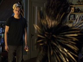 This image released by Netflix shows Nat Wolff in a scene from "Death Note." (James Dittiger/Netflix via AP)
