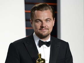 FILE - In this Feb. 28, 2016 file photo, actor Leonardo DiCaprio arrives at the Vanity Fair Fair Oscar Party in Beverly Hills, Calif. The Leonardo DiCaprio Foundation has donated $1 million to the newly established United Way Harvey Recovery Fund which will go toward relief and recovery for several years. United Way Worldwide said Wednesday, Aug. 30, 2017, that the national fund will distribute 100 percent of donations to recovery efforts for those affected by Hurricane Harvey. (Photo by Evan Agostini/Invision/AP, File)