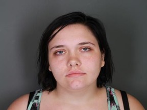 This undated photo provided Elmira Police shows Harriette Hoyt. An 8-month-old baby found alive in a plastic bag outside a home had been abandoned there several days, authorities said. Elmira police said neighbors checking out a noise early Tuesday, Aug. 8, 2017, and found a baby whose feet were sticking out of the bag. Hoyt was being held Wednesday in the Chemung County Jail and has been charged with attempted murder. (Elmira Police  via AP)