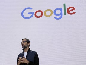 In this file photo dated May 17, 2017, file photo, Google CEO Sundar Pichai delivers the keynote address for the Google I/O conference in Mountain View, Calif.