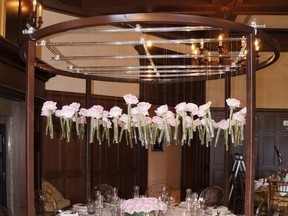 This October 2016 photo provided by Traci Ryan Hummel shows a table display by Dr. Delphinium at the Dallas Country Club during the annual Kappa Tablescapes event in Dallas, Texas. (Traci Ryan Hummel via AP)