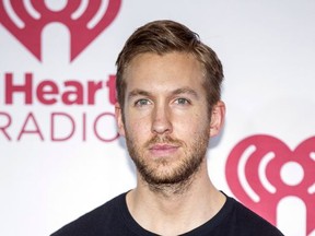 File - In this Sept. 20, 2014, file photo, Calvin Harris arrives at the iHeart Radio Music Festival, at The MGM Grand Garden Arena in Las Vegas. Harris, who wrote and produced Rihanna's hit "We Found Love," is set to perform at the singer's charity event Sept. 14, 2017. Rihanna said Wednesday, Aug. 16, 2017, that the Scottish DJ-producer will join fellow performer Kendrick Lamar and host Dave Chappelle for her third Diamond Ball. (Photo by Andrew Estey/Invision/AP, File)
