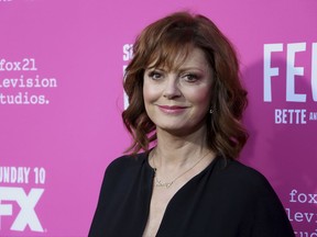 FILE - In a Friday, April 21, 2017 file photo, Susan Sarandon arrives at the "Feud: Bette and Joan" FYC screening at The Ebell of Los Angeles. Organizers of the Woodstock Film Festival say Sarandon will receive the Maverick Award on Oct. 14 at the the annual film festival in New York's Hudson Valley. (Photo by Willy Sanjuan/Invision/AP, File)