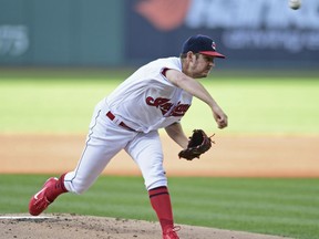 Cleveland Indians starting pitcher Trevor Bauer delivers in the first inning of a baseball game against the New York Yankees, Friday, Aug. 4, 2017, in Cleveland. (AP Photo/David Dermer)