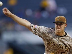 Pittsburgh Pirates starter Jameson Taillon pitches against the St. Louis Cardinals in the first inning of a baseball game, Thursday, Aug. 17, 2017, in Pittsburgh. (AP Photo/Keith Srakocic)