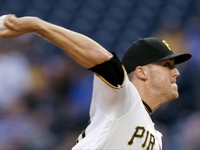 Pittsburgh Pirates starter Jameson Taillon pitches against the Los Angeles Dodgers during the first inning of a baseball game, Tuesday, Aug. 22, 2017, in Pittsburgh. (AP Photo/Keith Srakocic)