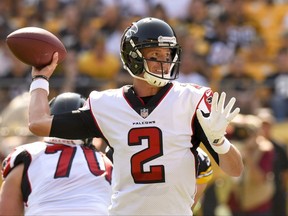 Atlanta Falcons quarterback Matt Ryan (2) passes in the first quarter of an NFL preseason football game against the Pittsburgh Steelers, Sunday, Aug. 20, 2017, in Pittsburgh. (AP Photo/Don Wright)