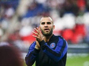 FILE - In this Aug. 21, 2016 file photo, PSG's Jese Rodriguez reacts before the French League One soccer match between PSG and Metz at the Parc des Princes stadium in Paris. Paris Saint-Germain says Wednesday Aug. 16, 2017 it is loaning Spanish forward Jese Rodriguez to Stoke City for this season, without the option to buy him. (AP Photo/Kamil Zihnioglu, File)