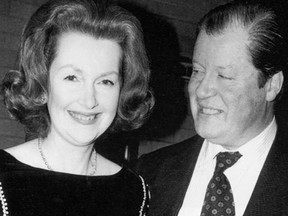 Edward John, Eighth Earl Spencer, with Raine, Countess of Dartmouth — Princess Diana's stepmother, about whom the BBC made a recent documentary.