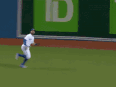 Kevin Pillar makes a diving catch against the Boston Red Sox on Aug. 28.