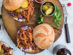 Saucy Slow-Roasted Pulled Pork Burgers with Creamy Coleslaw