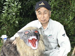 Chikao Umezawa, head of JA Kisarazu-shi, shows Super Monster Wolf in Kisarazu, Japan.