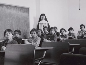 One of the classrooms at Cross Lake, in Manitoba, 1940
