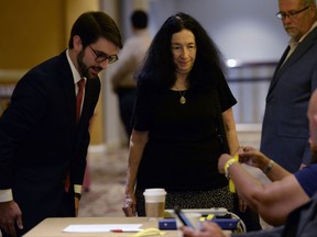 Former University of North Carolina secretary Deborah Crowder arrives at an NCAA hearing Wednesday, Aug. 16, 2017, in Nashville, Tenn.  It has taken more than two years for North Carolina to appear before an NCAA infractions committee panel since initially being charged with five top-level violations amid its long-running academic scandal. (AP Photo/Mark Zaleski)